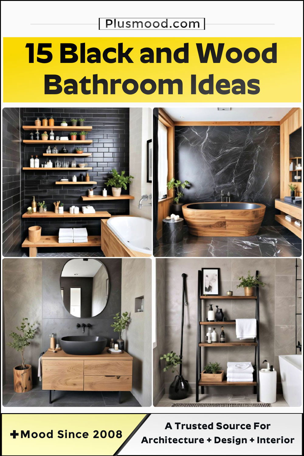 black and wood bathroom ideas and inspiration