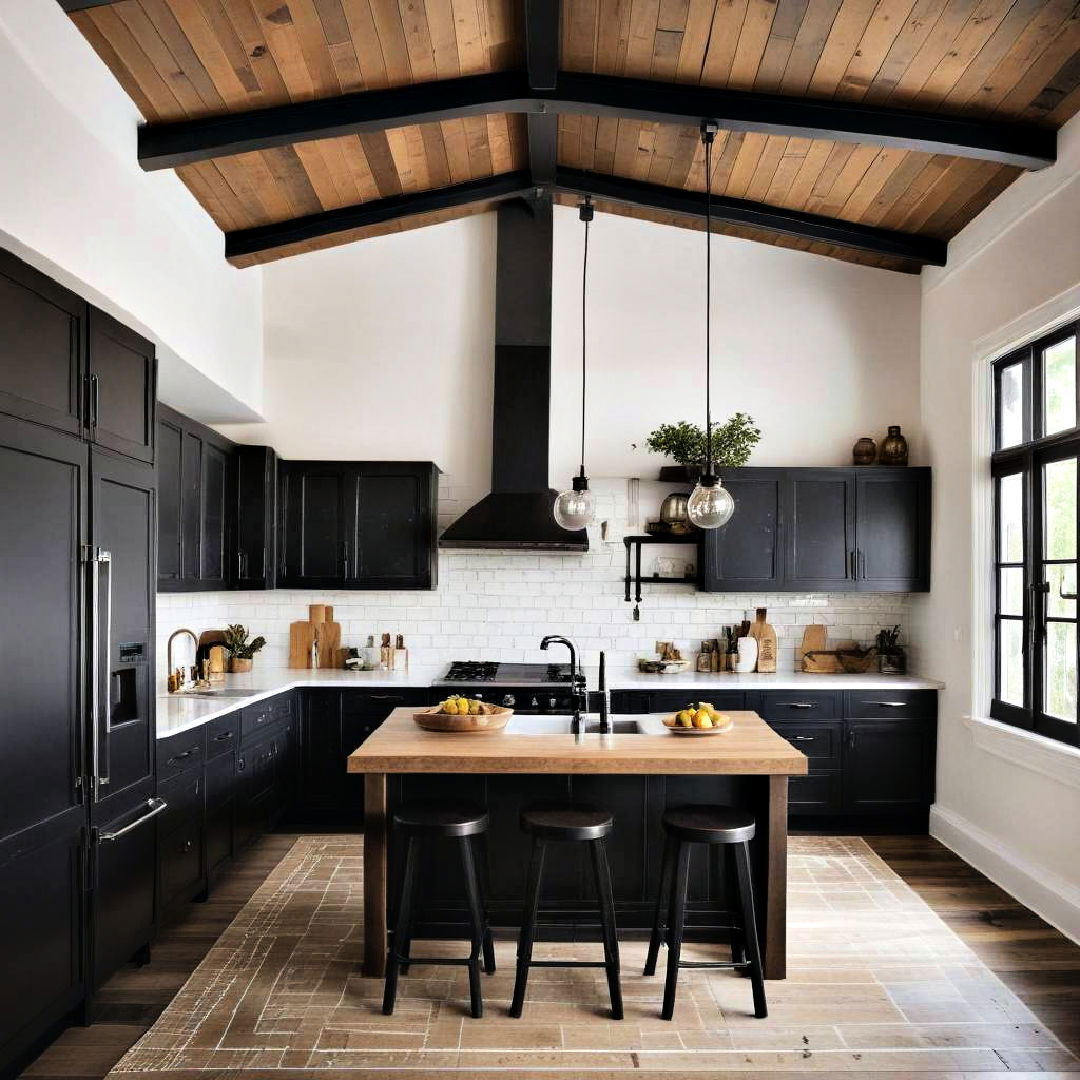 black ceiling beams