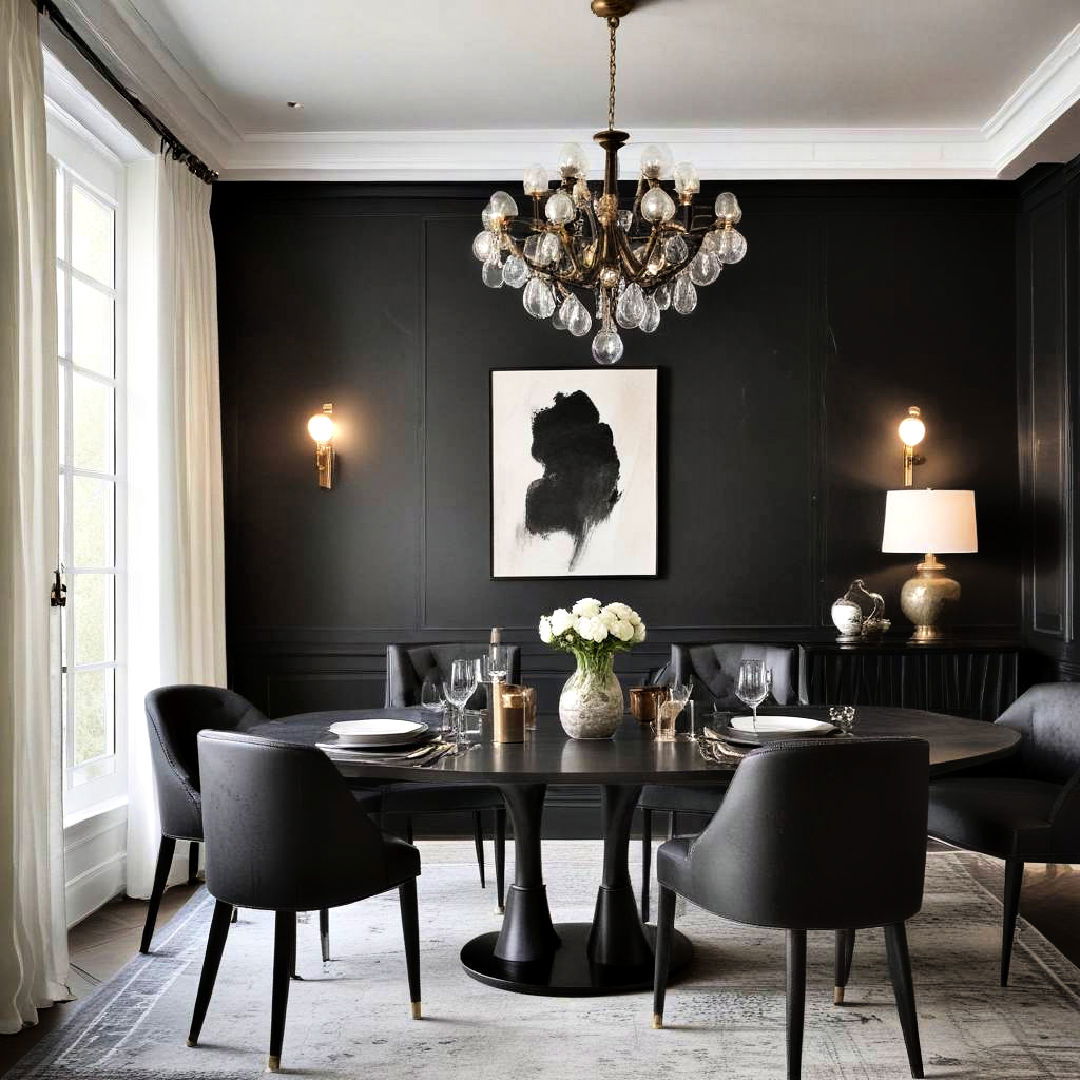 black dining room