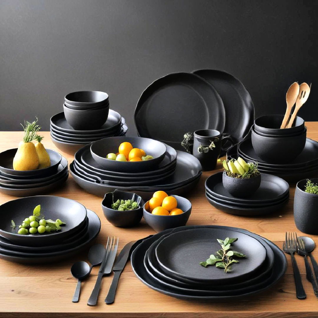 black dishware