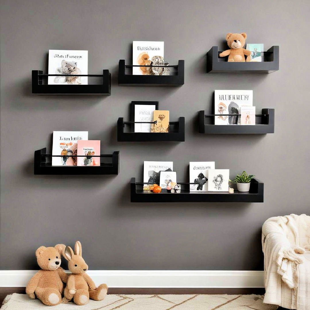 black floating shelves