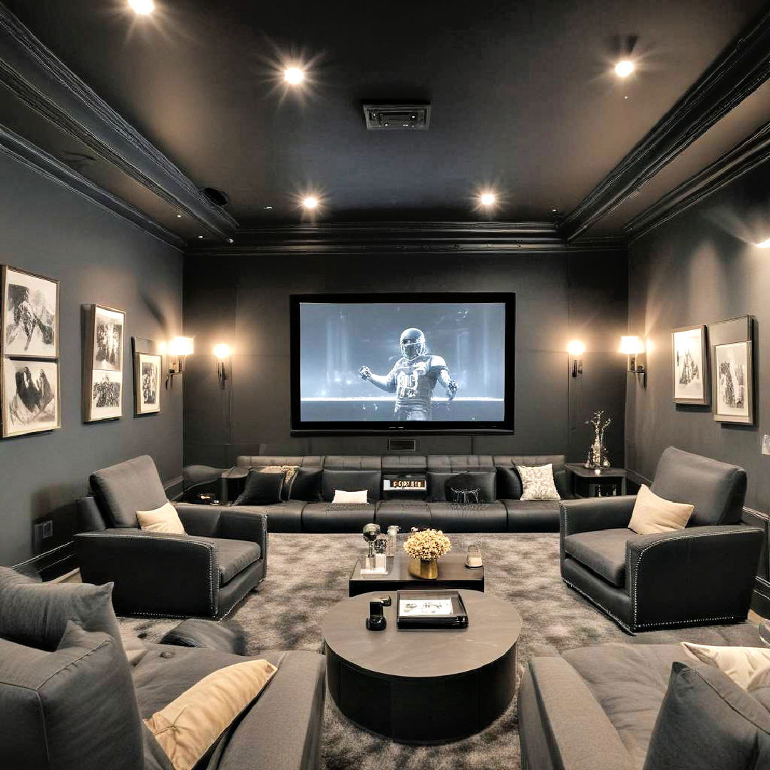 black home theater lounge