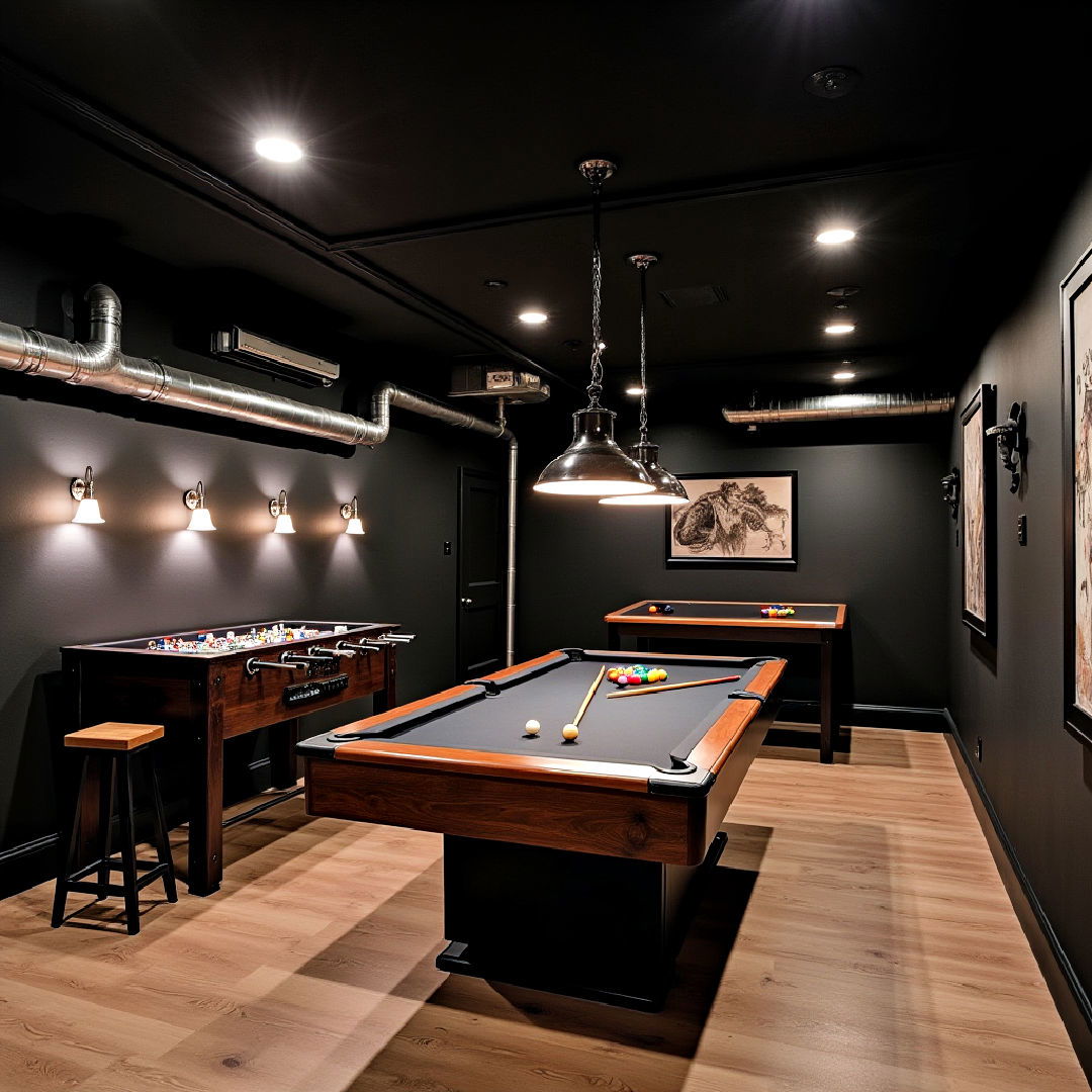 black industrial game room