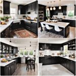 black kitchen cabinets with white countertops