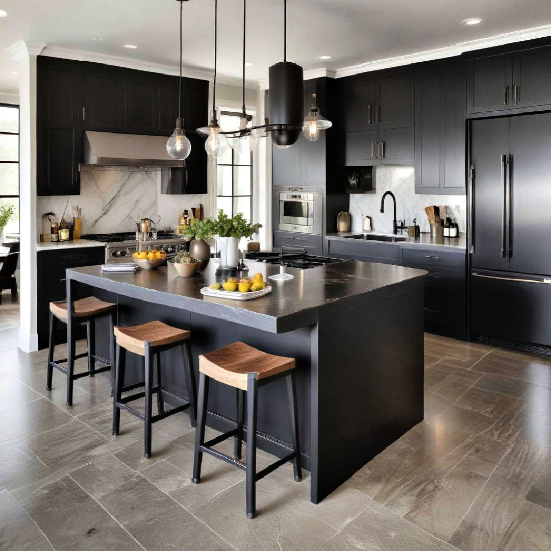 black kitchen island