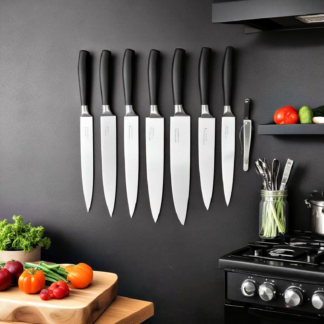 black magnetic knife strip