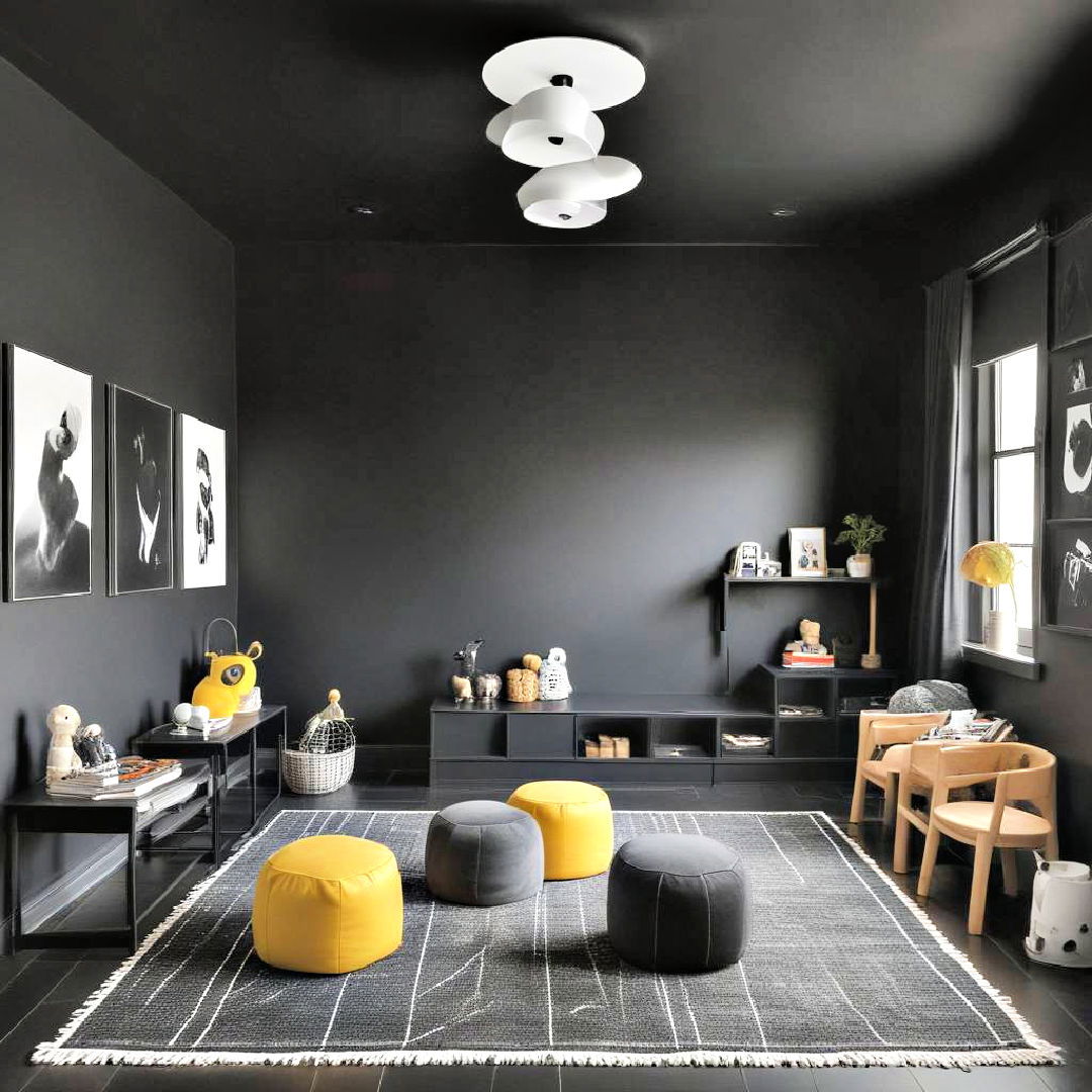 black minimalist playroom