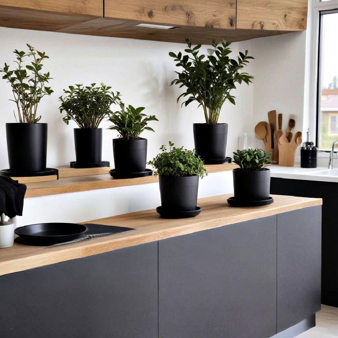 black plant pots