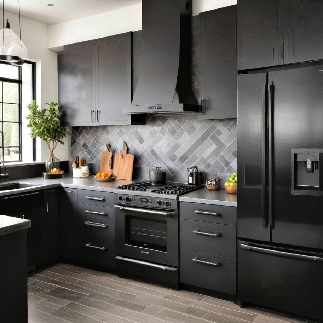 black stainless steel appliances