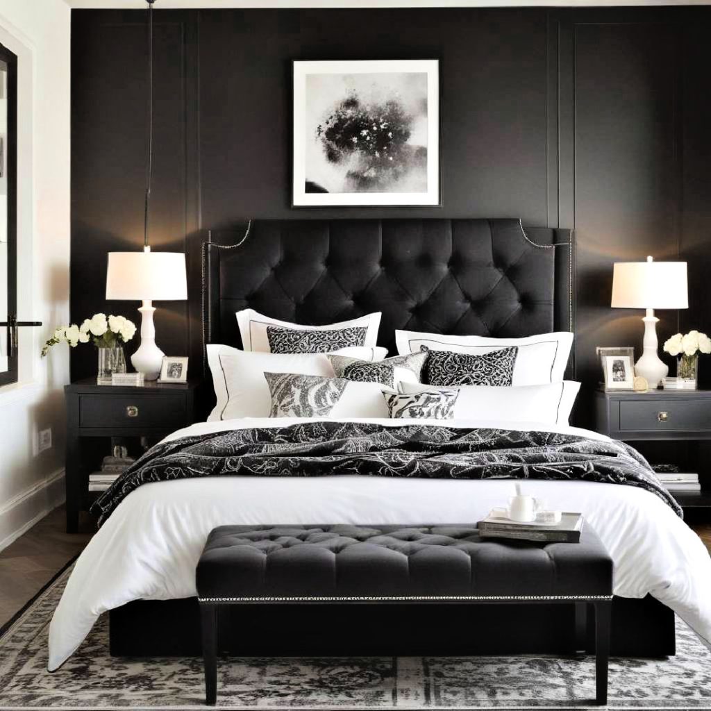 black upholstered headboard