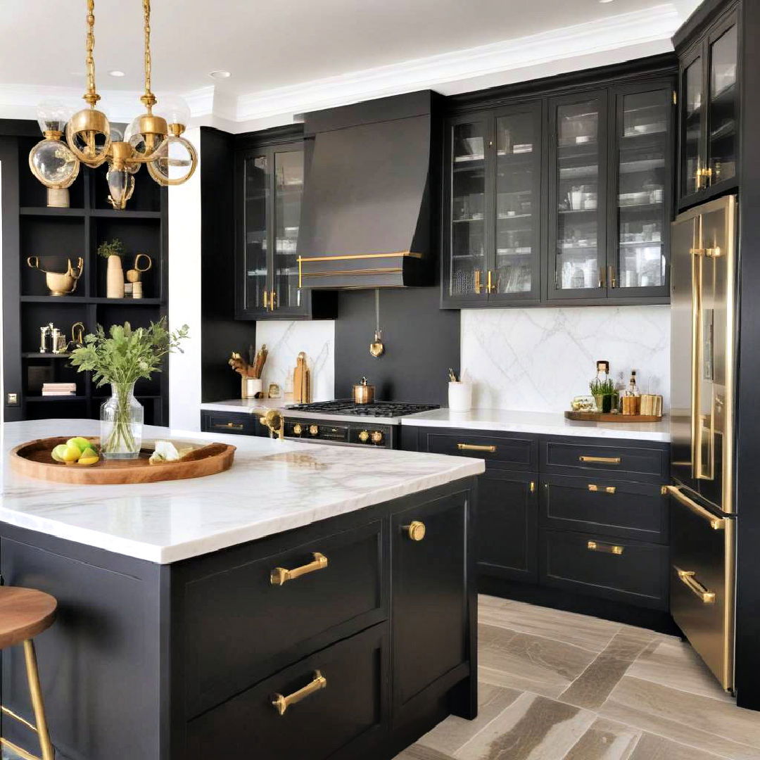 black with brass hardware