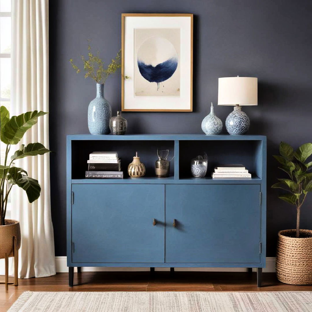 blue accent cabinets