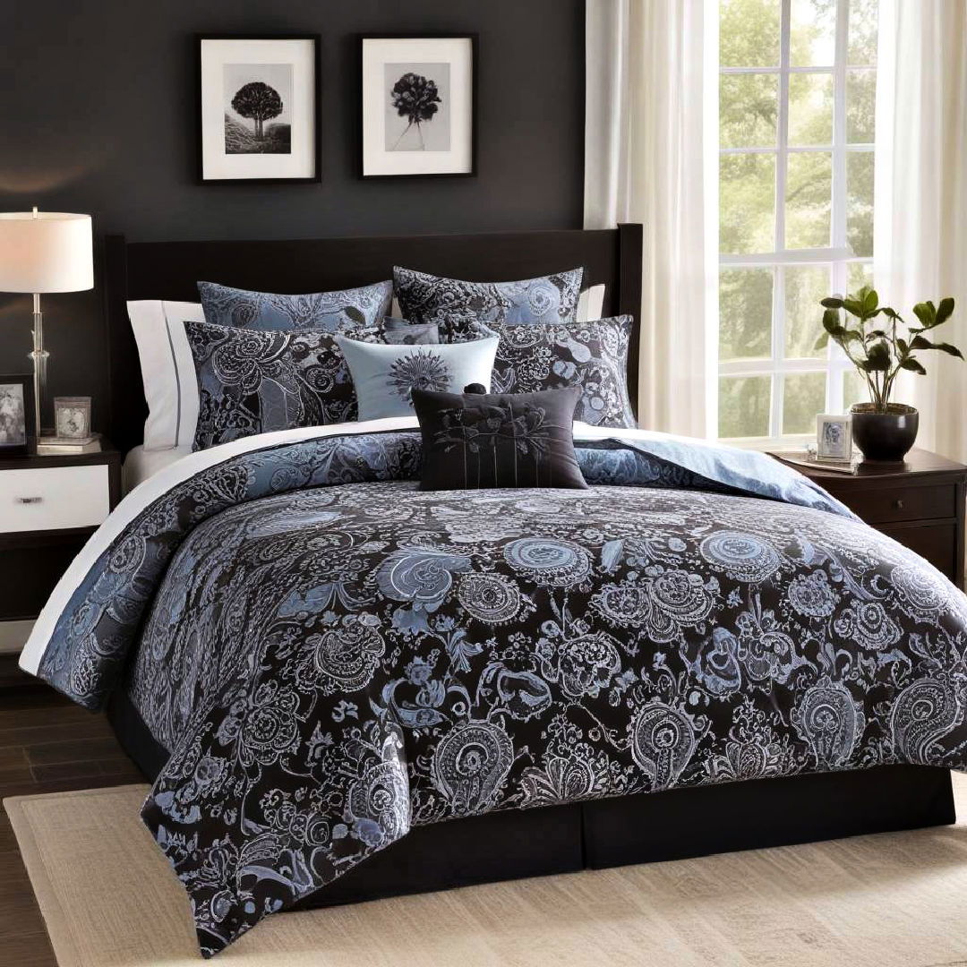 blue and black bedding sets