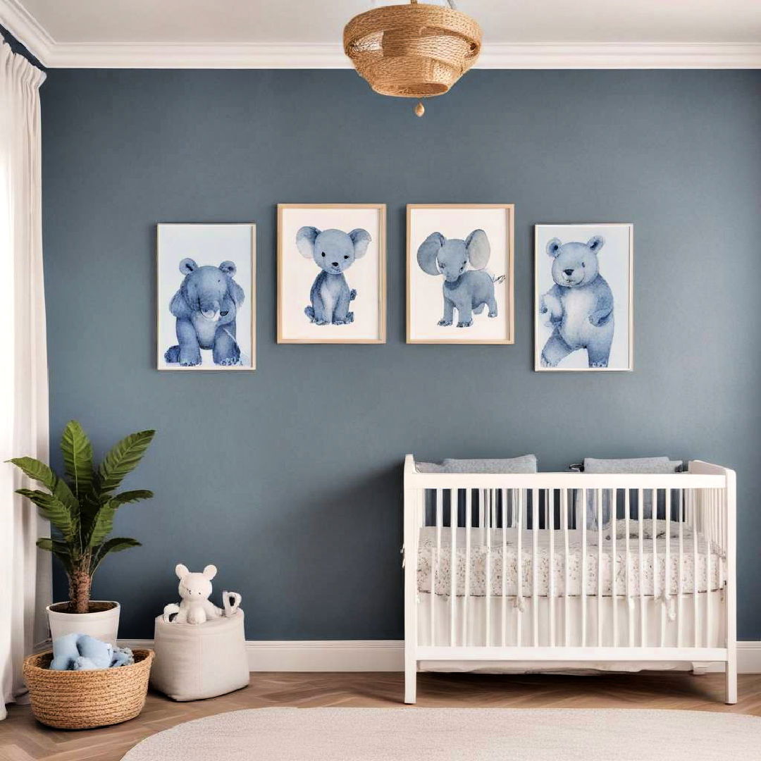 blue animal themed wall art