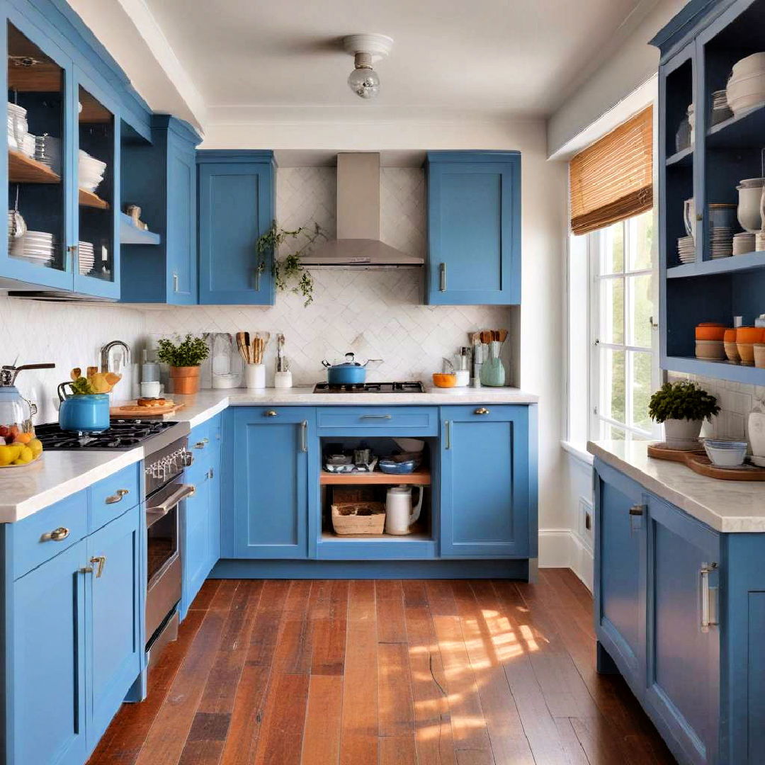 blue cabinet interior for a subtle surprise