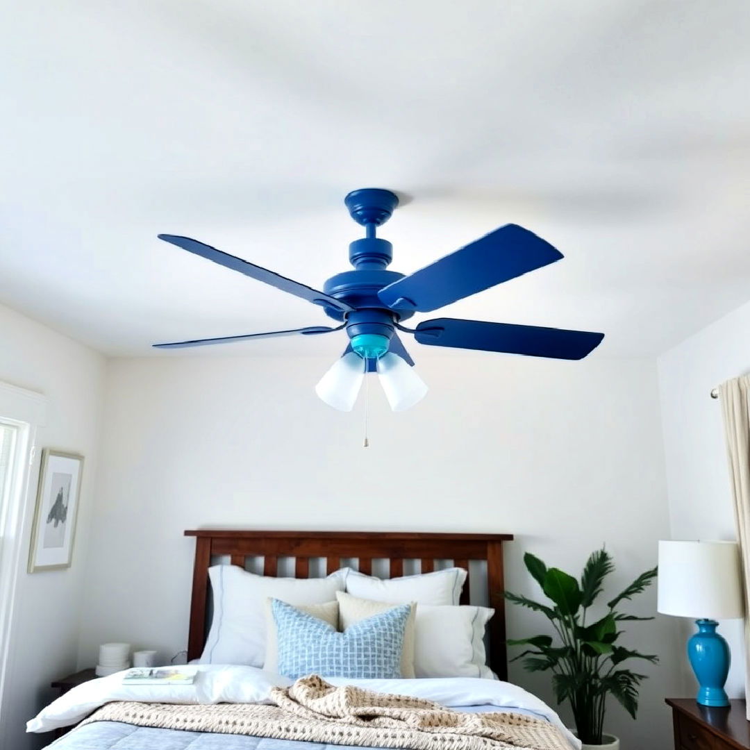 blue ceiling fan for functional style