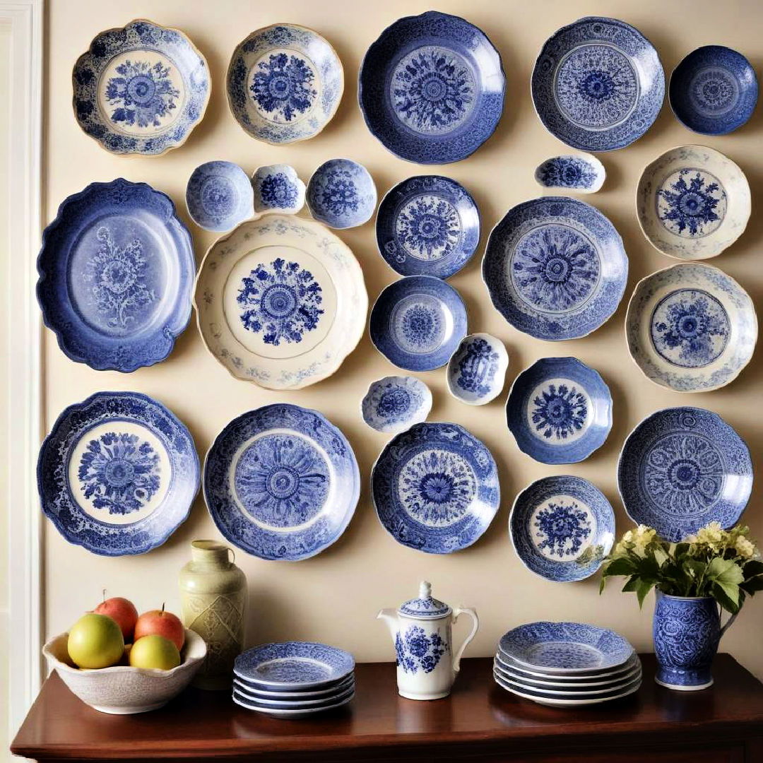 blue decorative plates