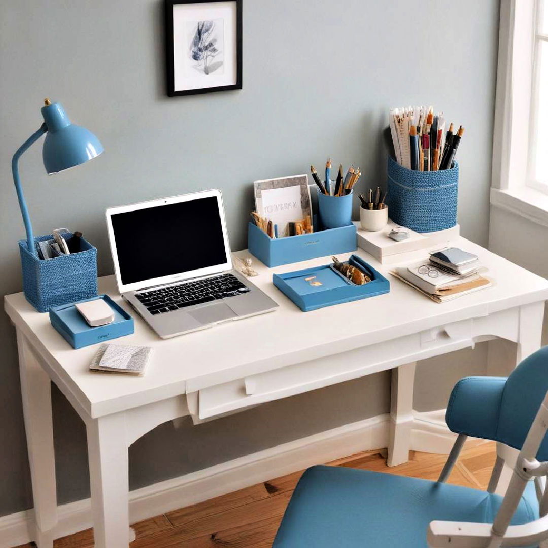 blue desk accessories