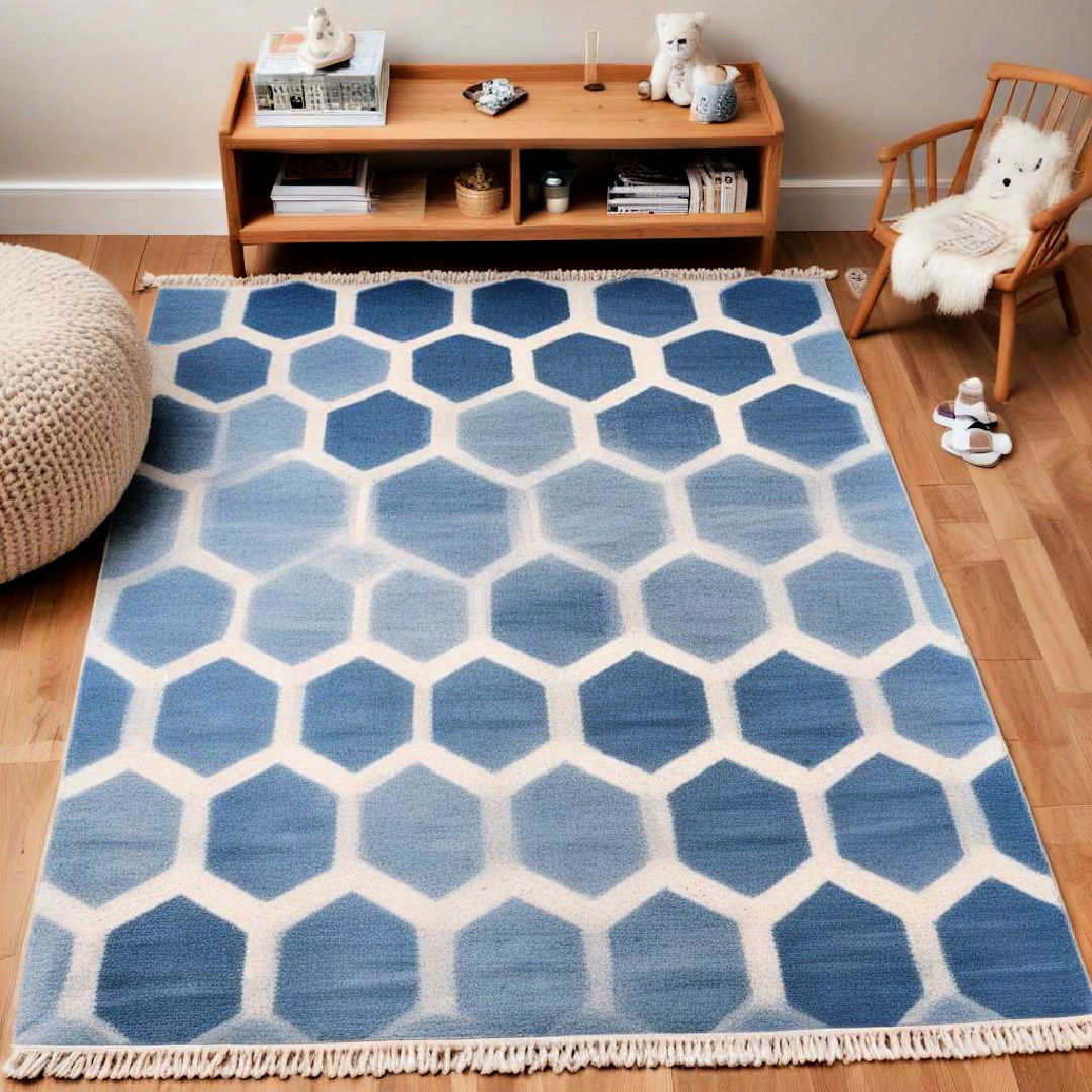 blue geometric rug