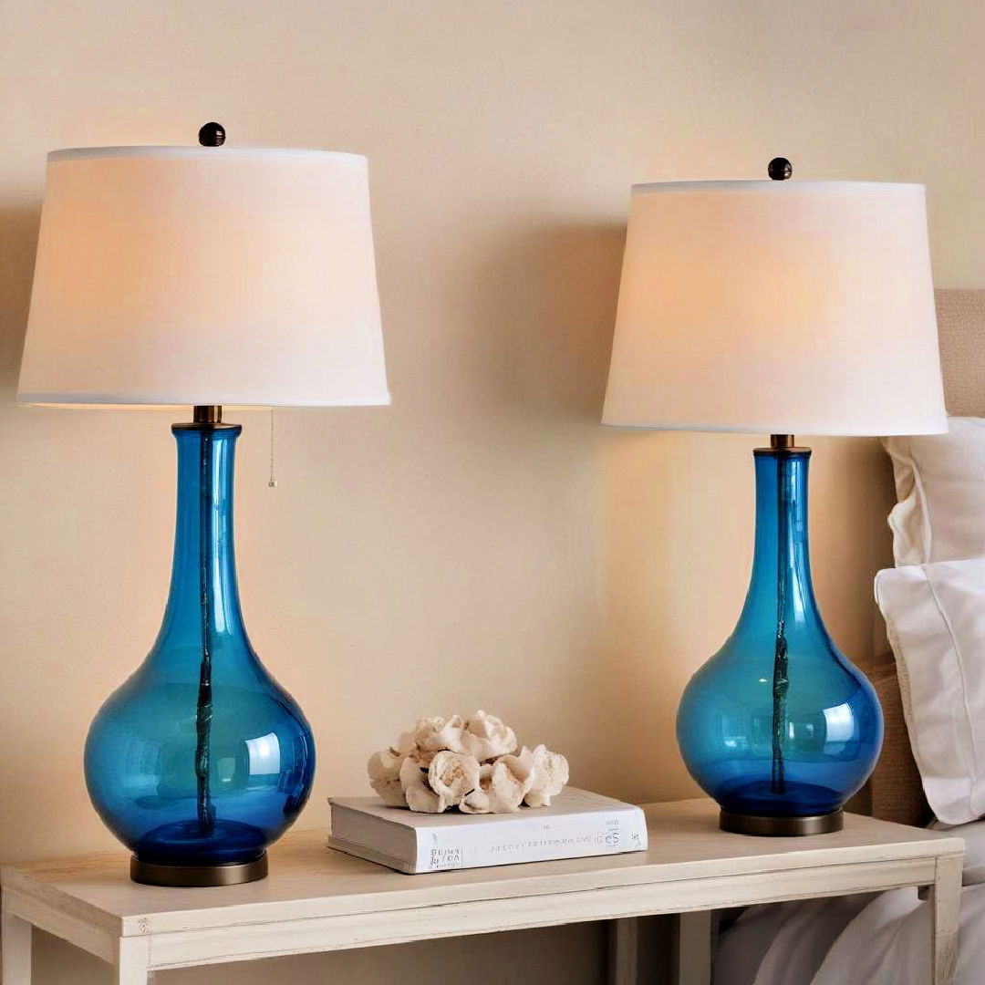 blue glass table lamps for a coastal vibe