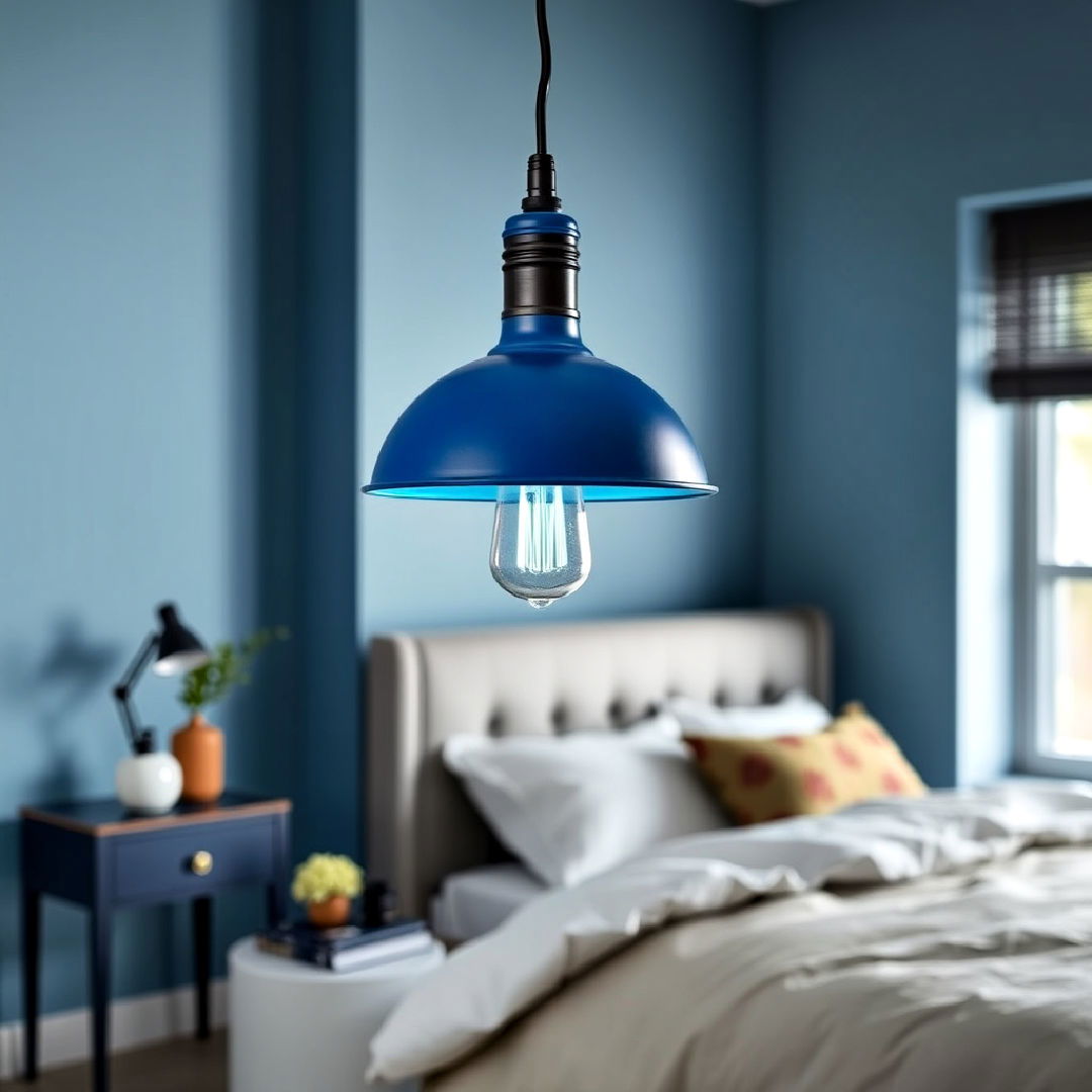 blue industrial lighting for a modern edge