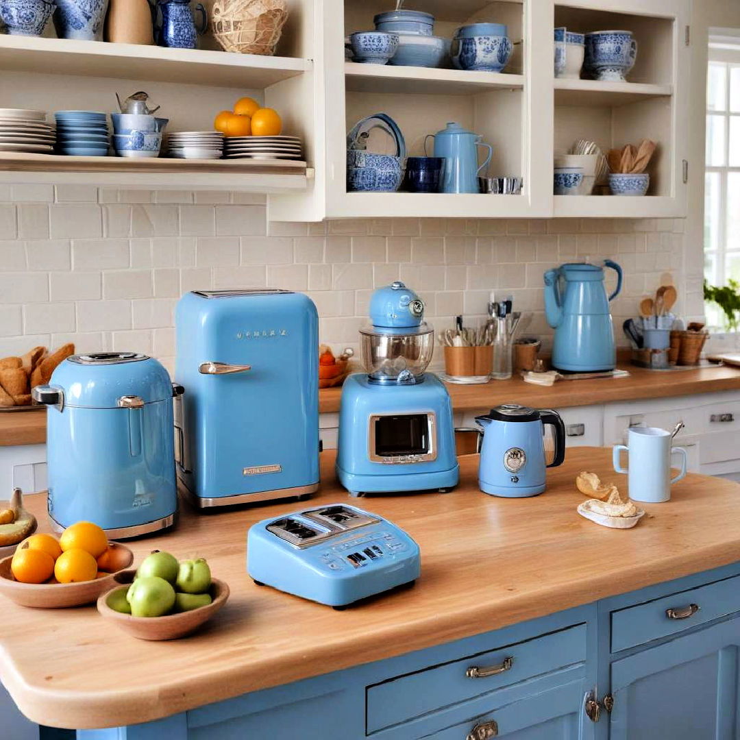 blue kitchen appliances