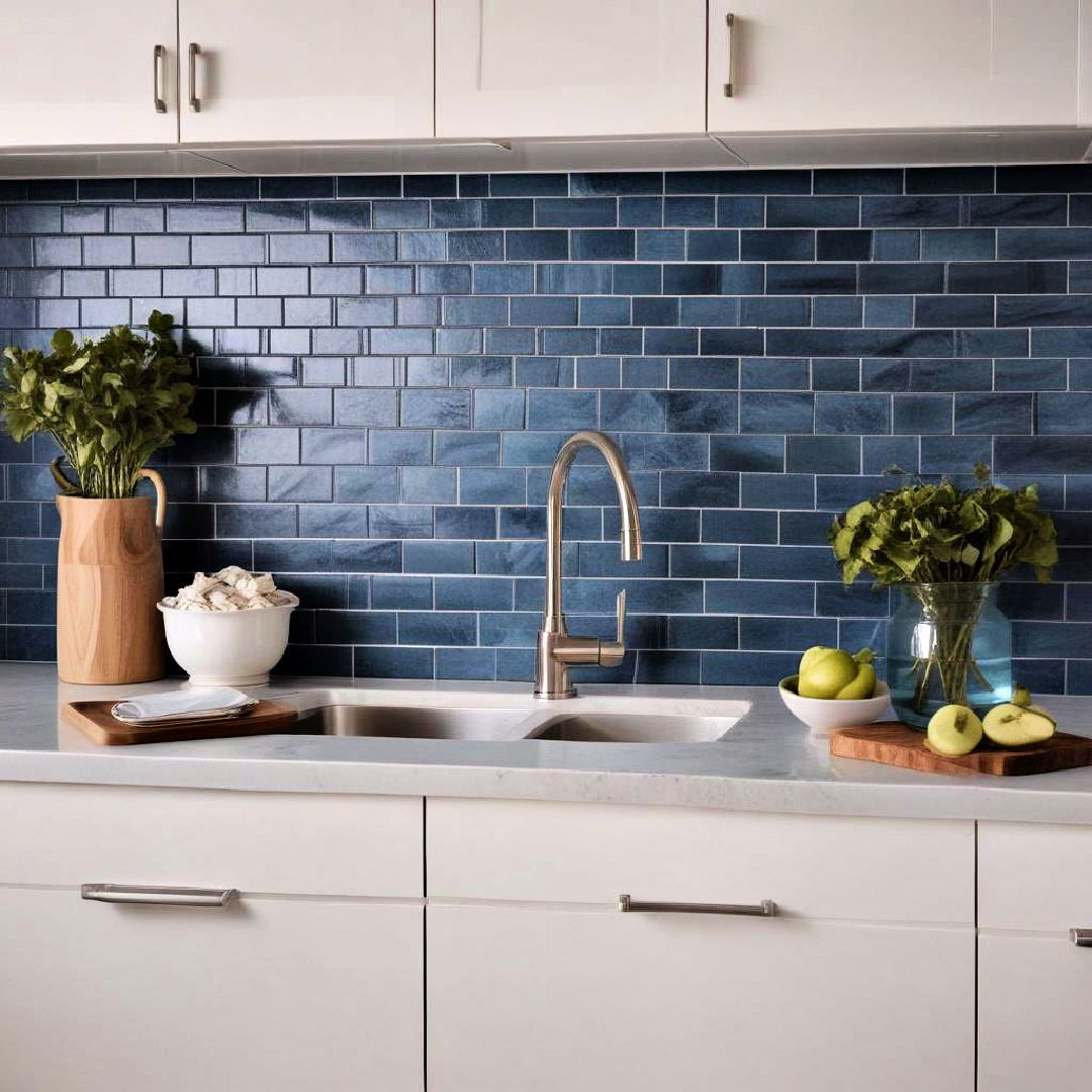 blue kitchen backsplash