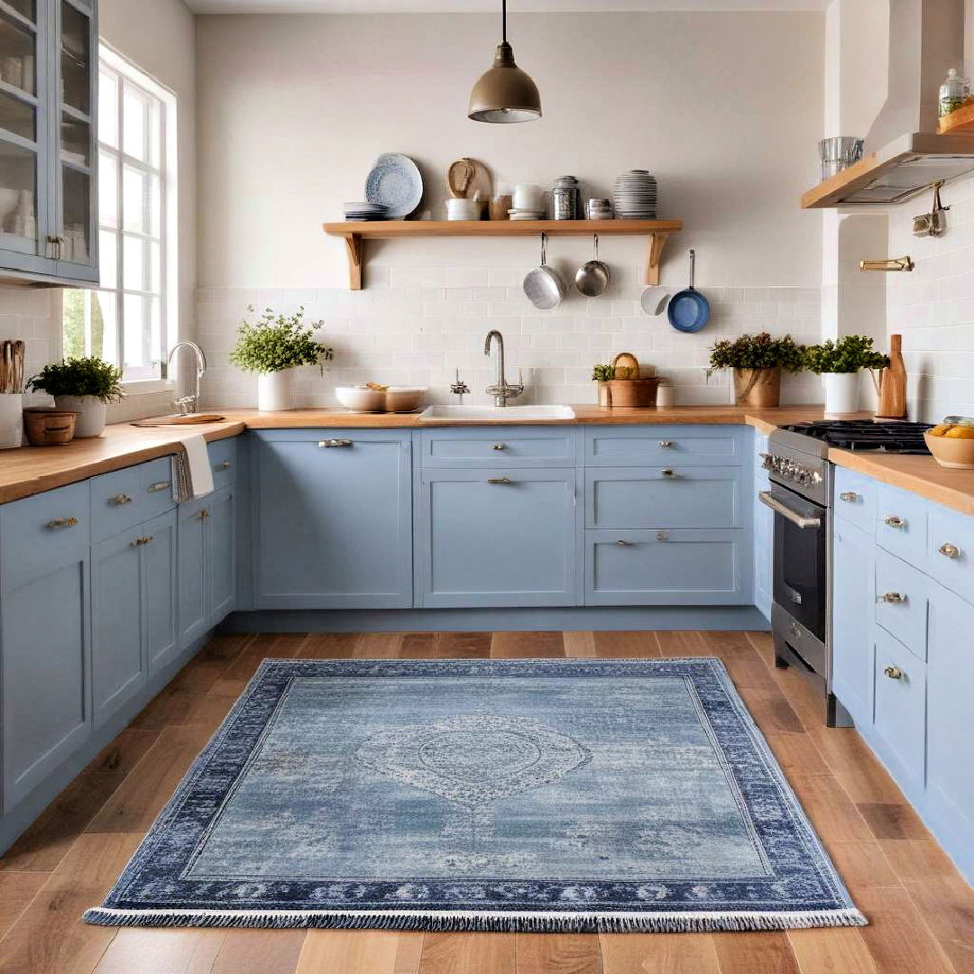 blue kitchen rugs for a cozy touch