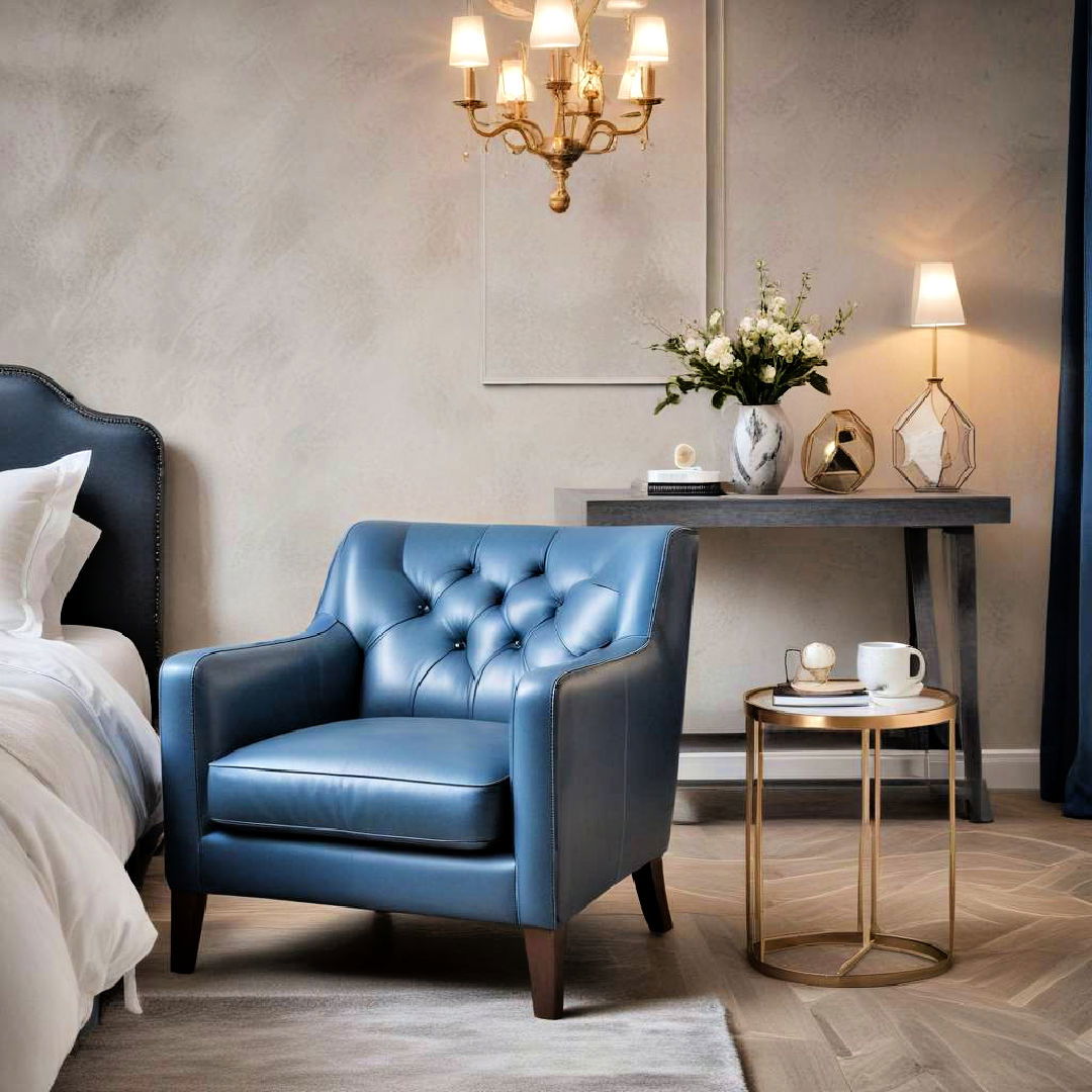 blue leather armchair for a luxe seating area