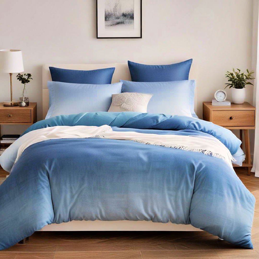 blue ombre bedding for a gradient effect