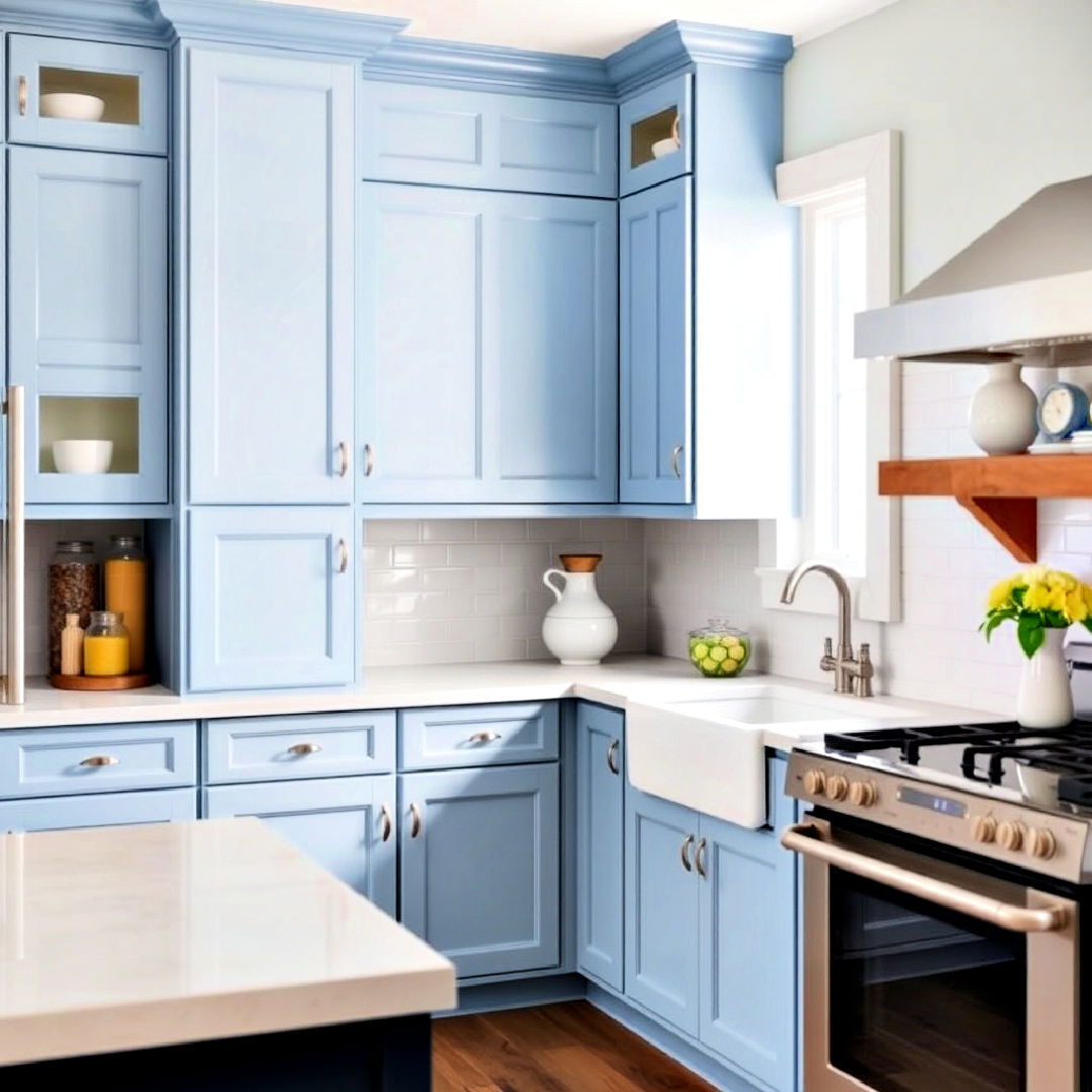 blue shaker cabinets for a timeless appeal