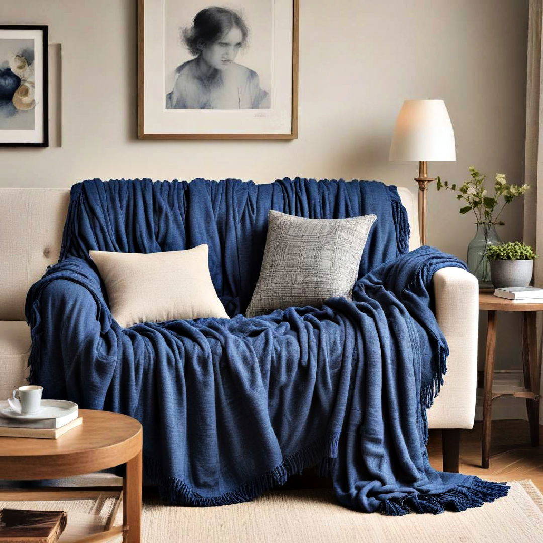 blue throws and blankets