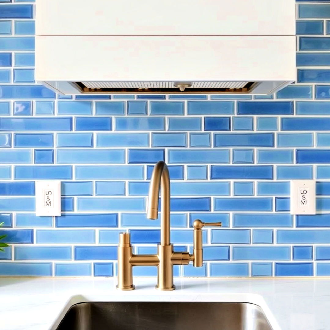 blue tile backsplash for a coastal touch