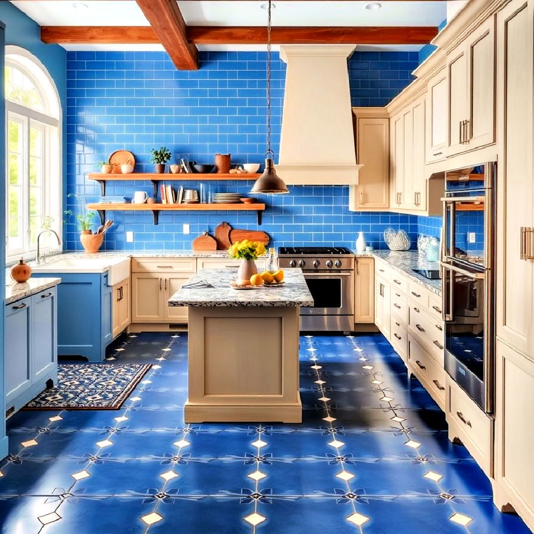 blue tile flooring for a bold foundation