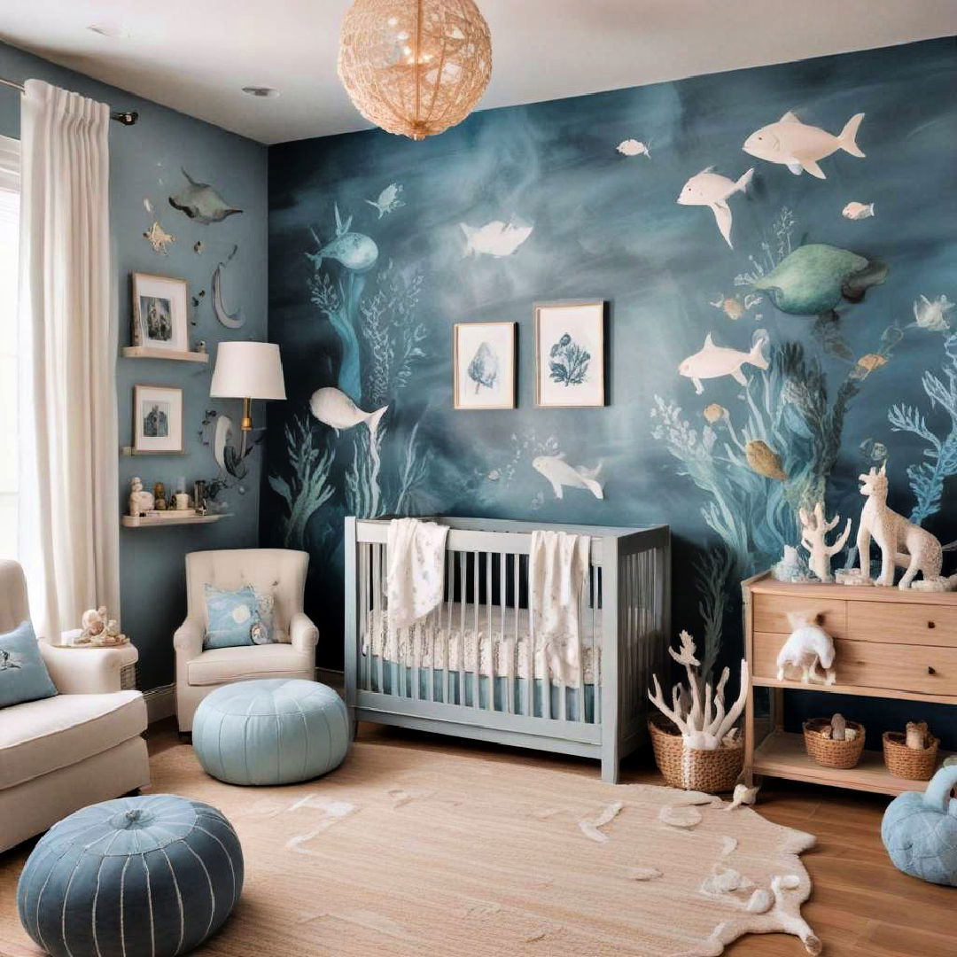 blue underwater themed nursery