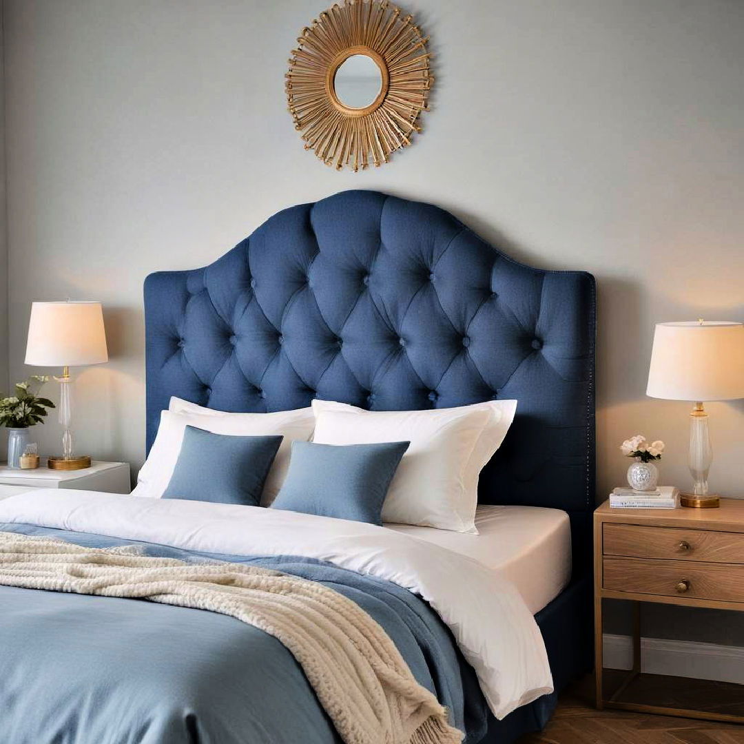 blue upholstered headboard