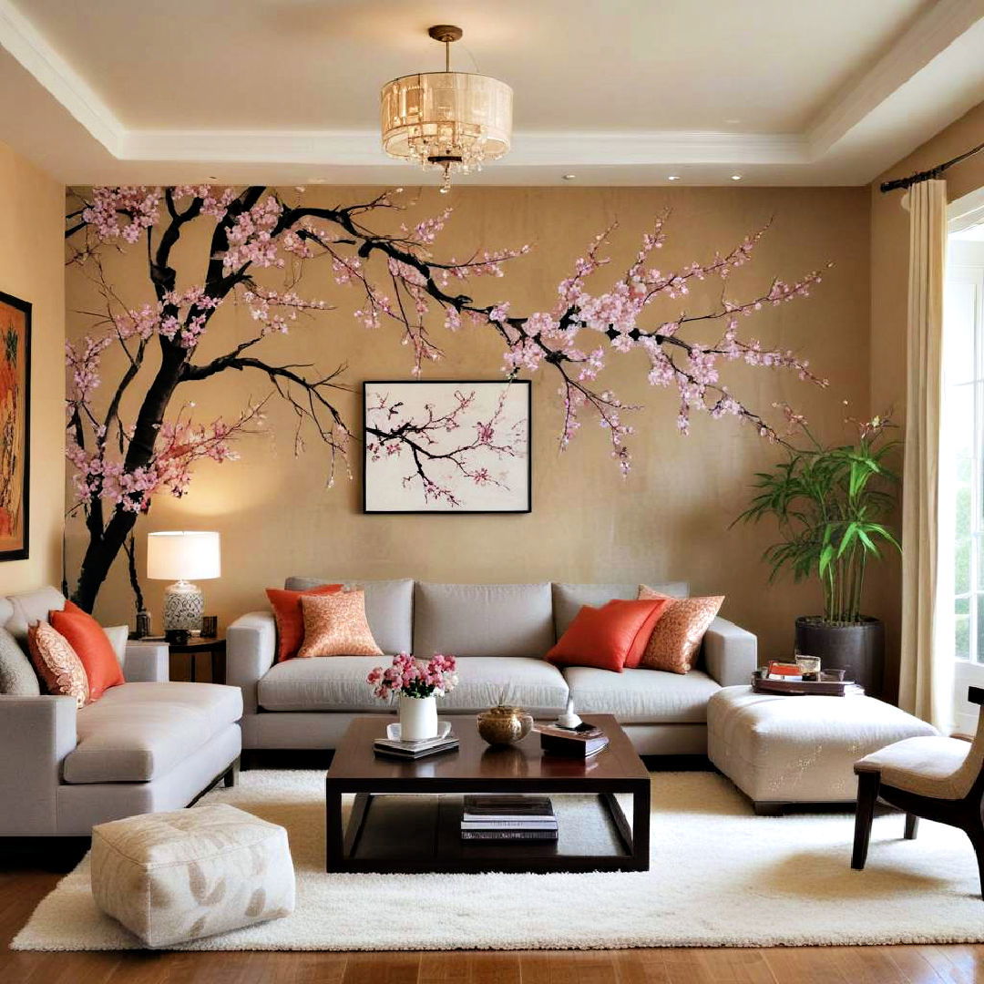 bold accent walls with asian patterns