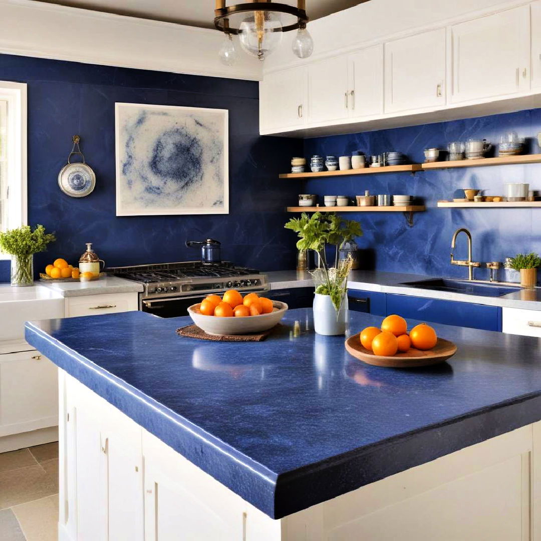 bold blue countertops for a striking surface