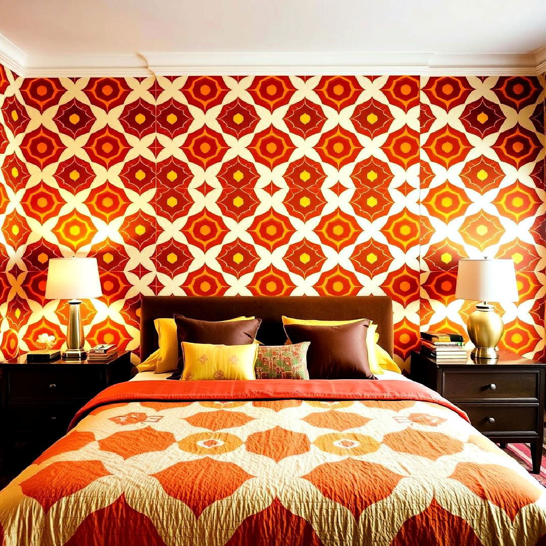 bold geometric wallpaper for a retro statement