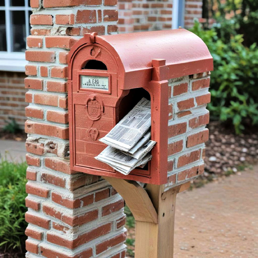 brick mailbox with built in newspaper slot