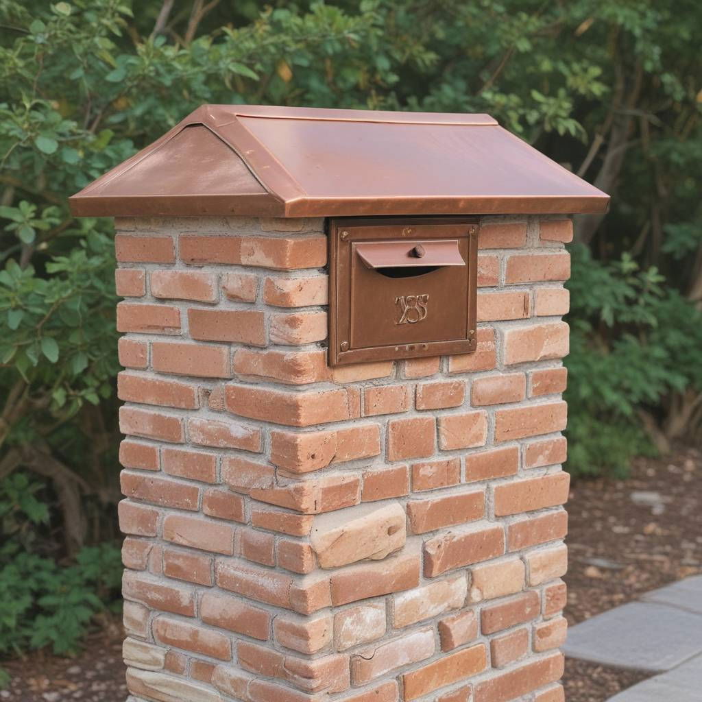 brick mailbox with copper roof