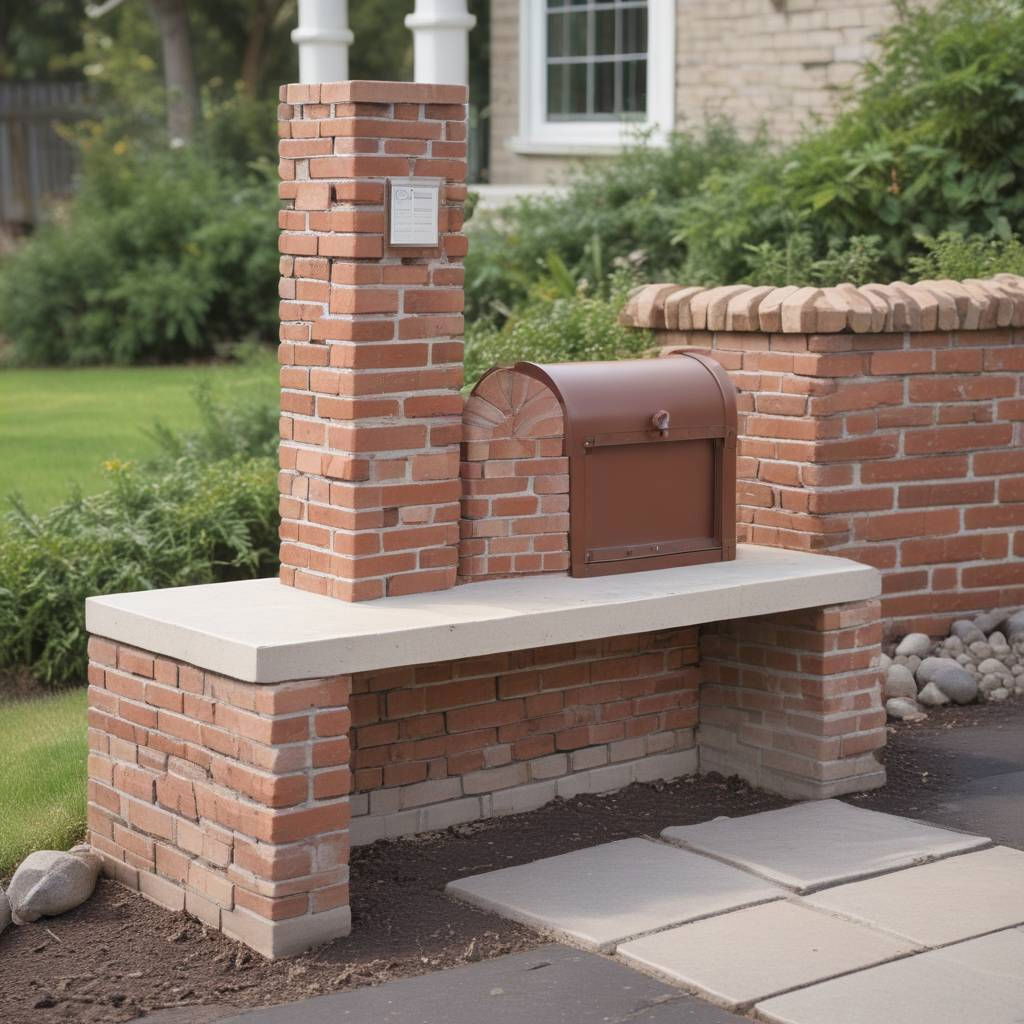 brick mailbox with integrated bench