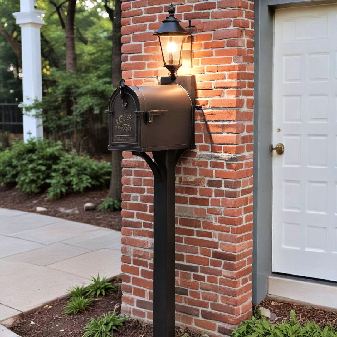 brick mailbox with light fixture