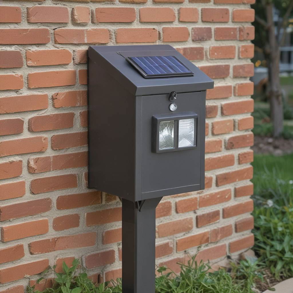 brick mailbox with solar lights