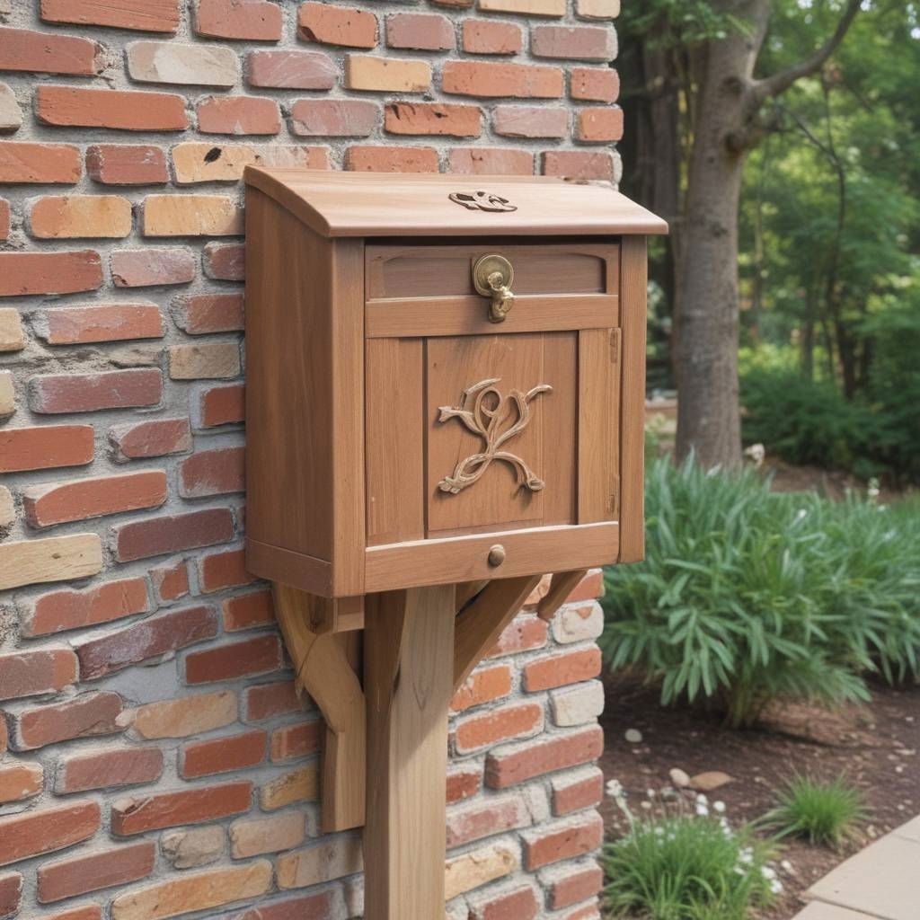 brick mailbox with wooden accents