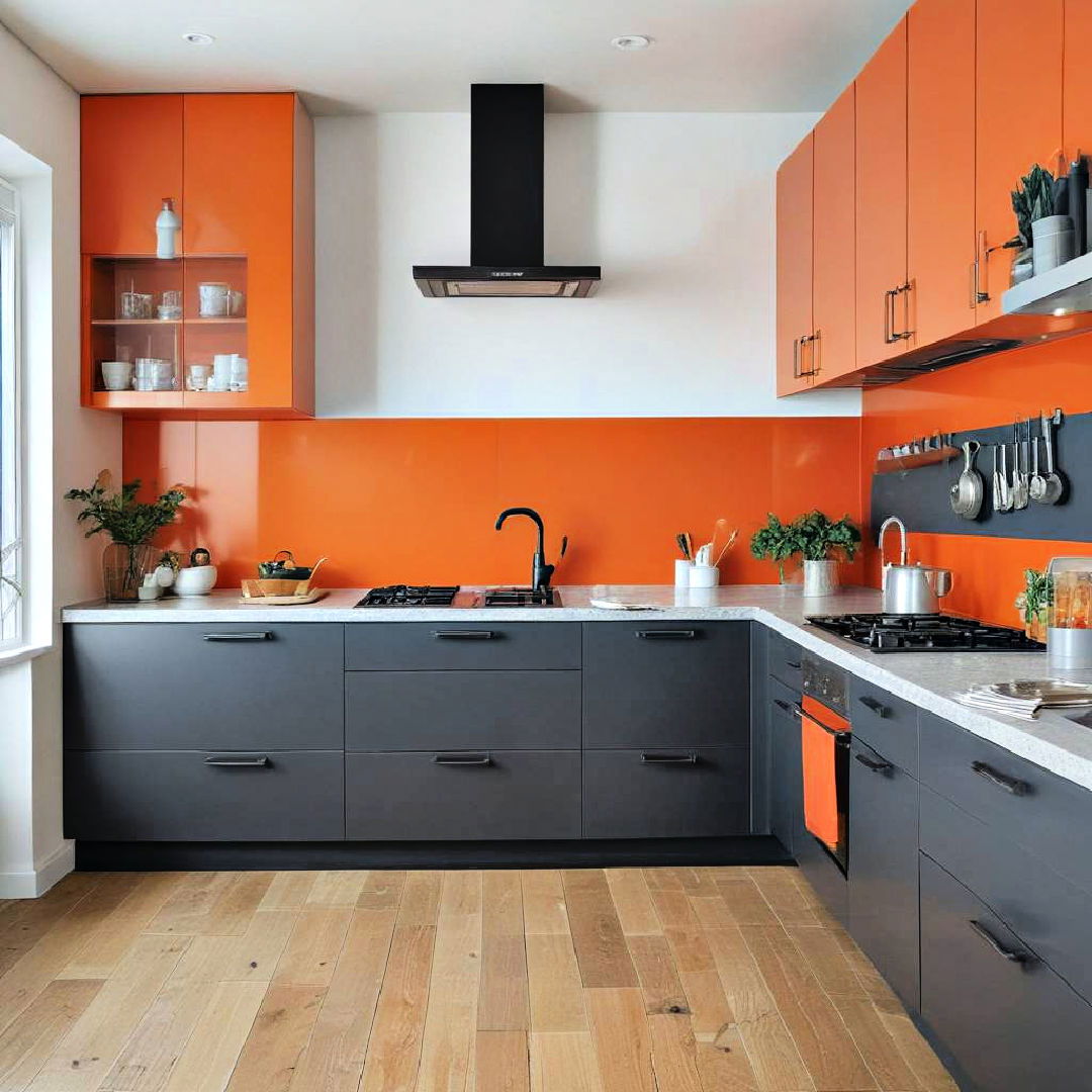 bright orange and charcoal