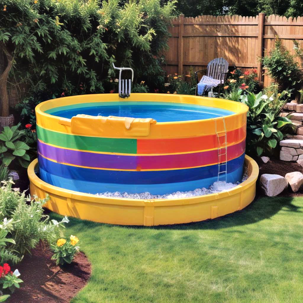 brightly painted stock tank pool