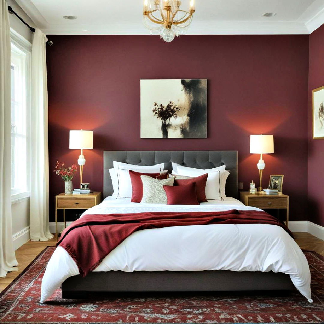 burgundy accent wall for a bold statement