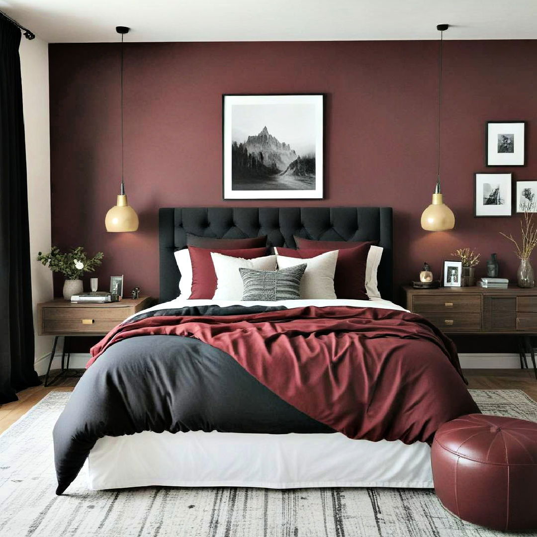 burgundy and black for a modern moody vibe