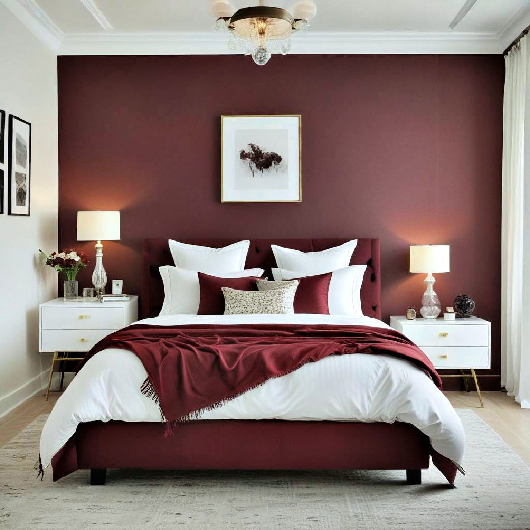 burgundy and white for a crisp contrast